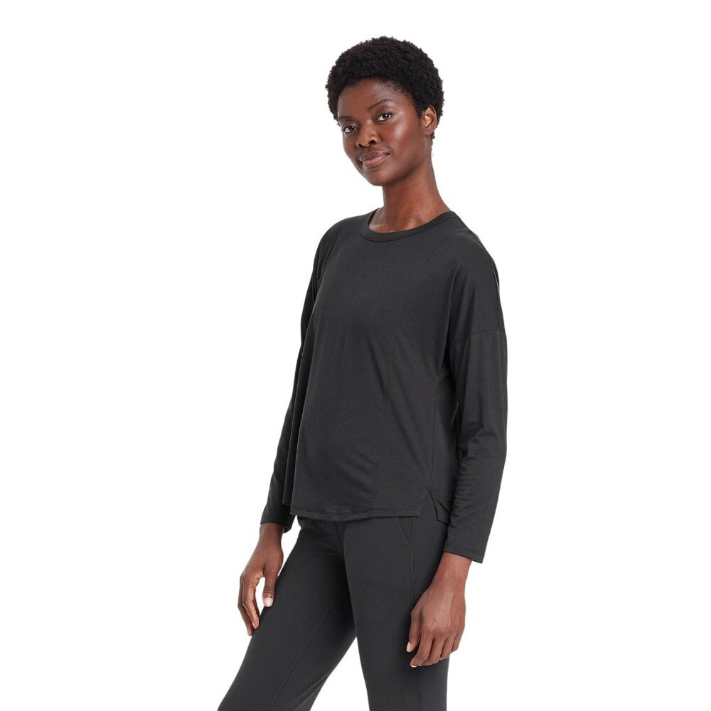 NWT All In Motion Womens Leggings-Friendly Long Sleeve Top 90612561 Black XS